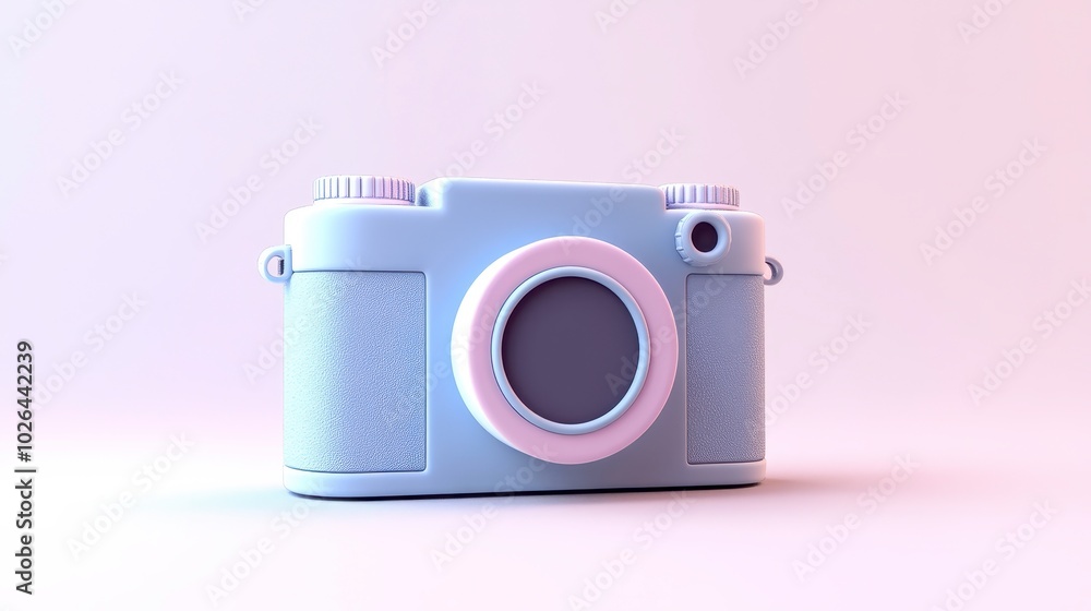 Stylish pastel camera on a minimalist backdrop Stylish pastel camera on a minimalist backdrop