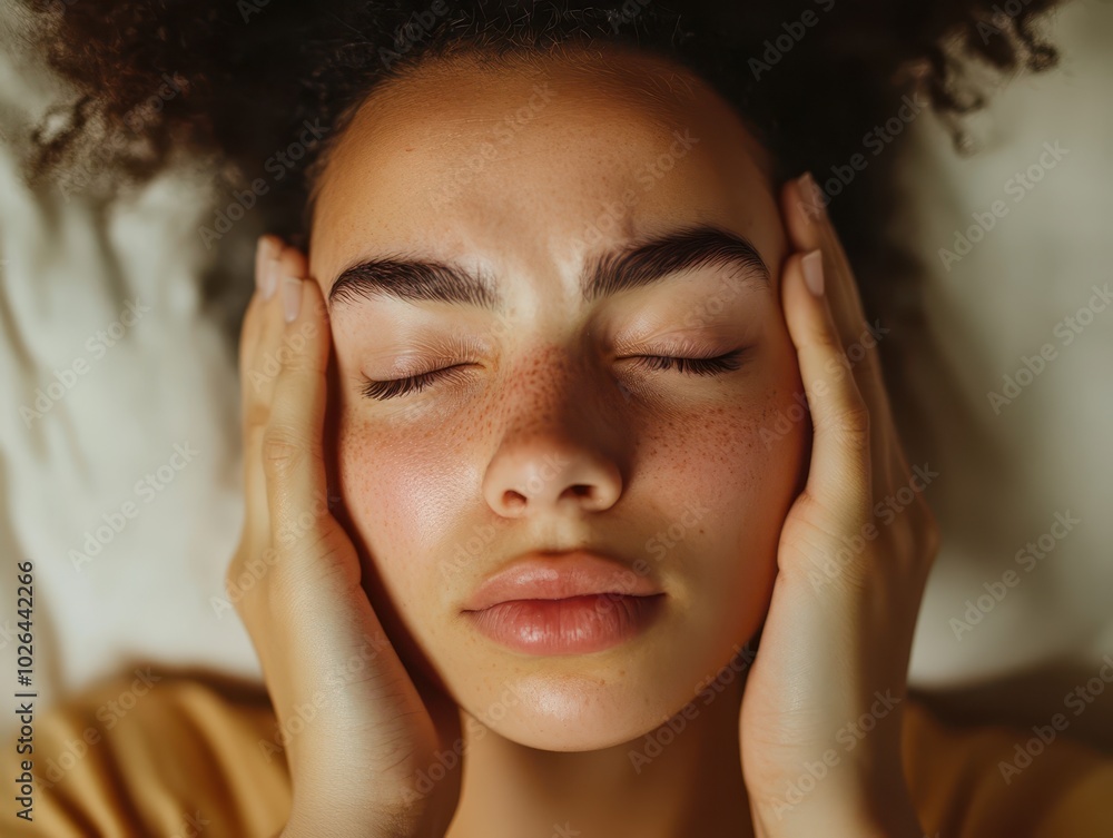 Young Woman Experiencing Headache and Discomfort Young Woman Experiencing Headache and Discomfort