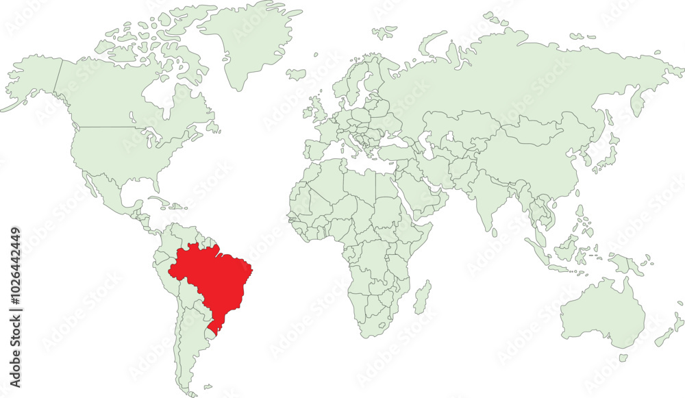 Obraz premium world map showing brazil map