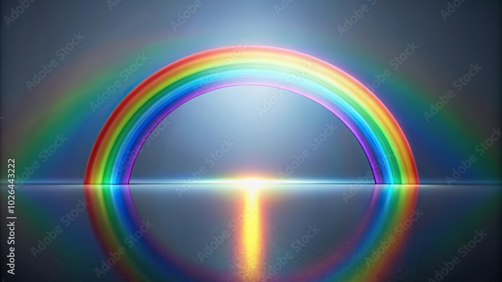 Panoramic rainbow light caustic effect on gray backdrop