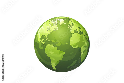 Illustration of a green Earth globe highlighting environmental themes, sustainability, and global unity in vibrant, eco-friendly colors. photo