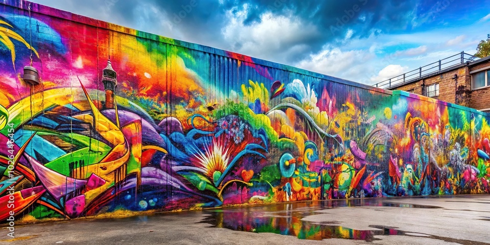 Fototapeta premium Panoramic street art graffiti texture