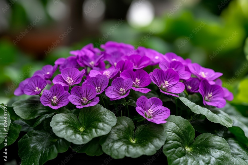 Lamium Purpureum thriving in a shaded garden, with the purple flowers contrasting beautifully against the green foliage of nearby plants Lamium Purpureum thriving in a shaded garden, with the purple flowers contrasting beautifully against the green foliage of nearby plants