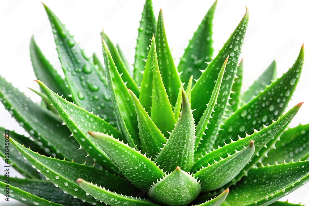 Panoramic view of Aloe vera plant on white background Panoramic view of Aloe vera plant on white background