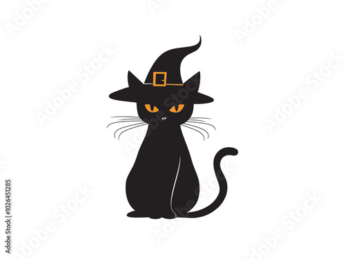 Black Cat Witch Silhouettes with Halloween Books for Spooky-Themed Artwork photo