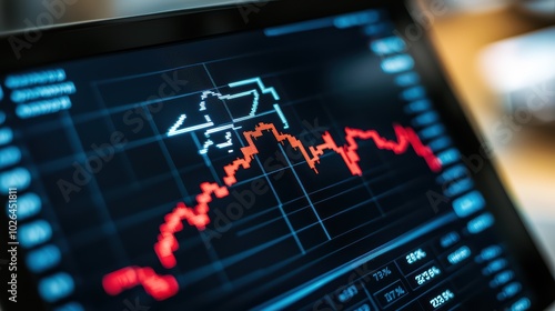 Wallpaper Mural Financial graph displaying stock market trends on a digital screen. Torontodigital.ca