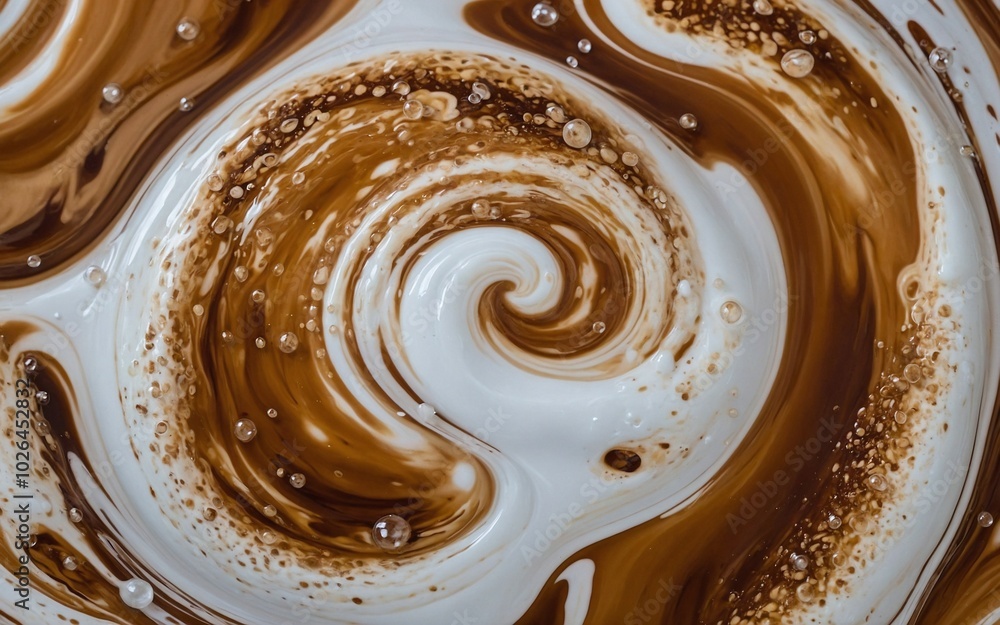abstract pattern of bubbles and liquid foam of coffee and milk swirling together
abstract pattern of bubbles and liquid foam of coffee and milk swirling together