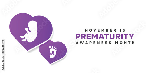 November is Prematurity Awareness Month. Heart, baby and more. Great for cards, banners, posters, social media and more. White background. 