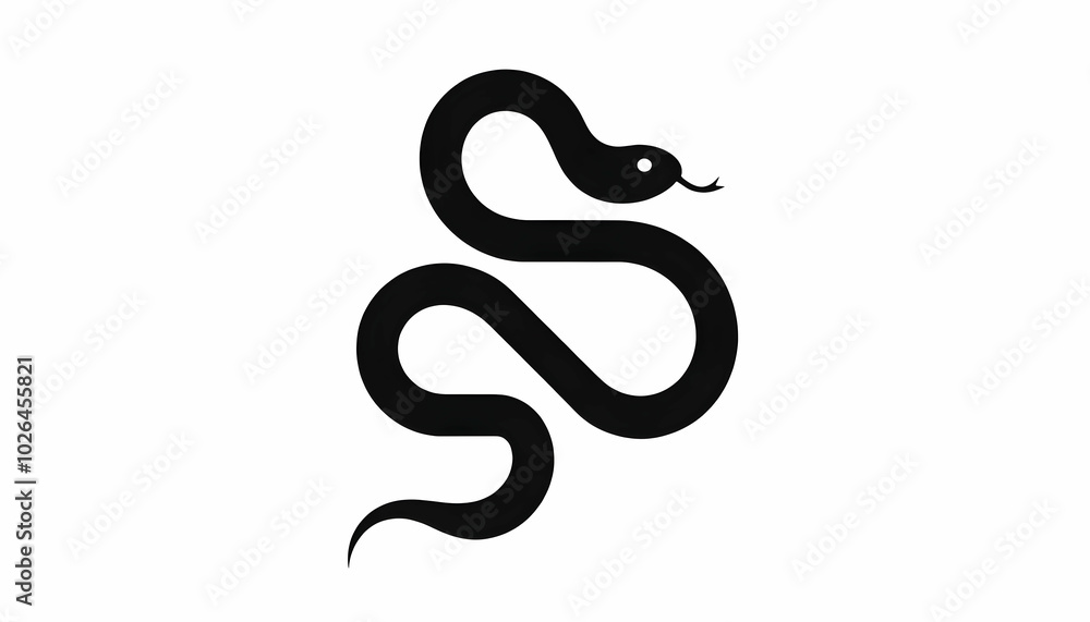 Minimalist Black Snake Icon: Simple Symbol of Danger, Wisdom, and Transformation Minimalist Black Snake Icon: Simple Symbol of Danger, Wisdom, and Transformation