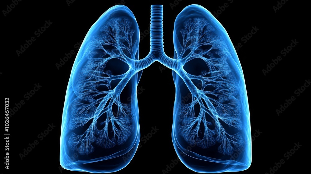 Detailed Blue Illustration of Human Lungs Detailed Blue Illustration of Human Lungs