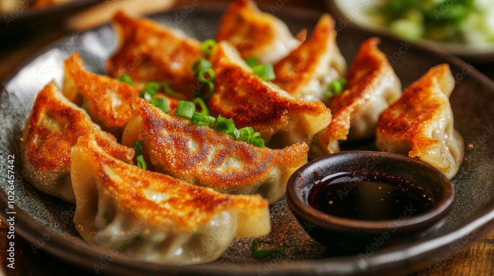 Delicious Crispy Dumplings with Dipping Sauce Delicious Crispy Dumplings with Dipping Sauce