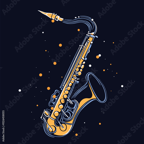 vector drawing of saxophone .Generative AI