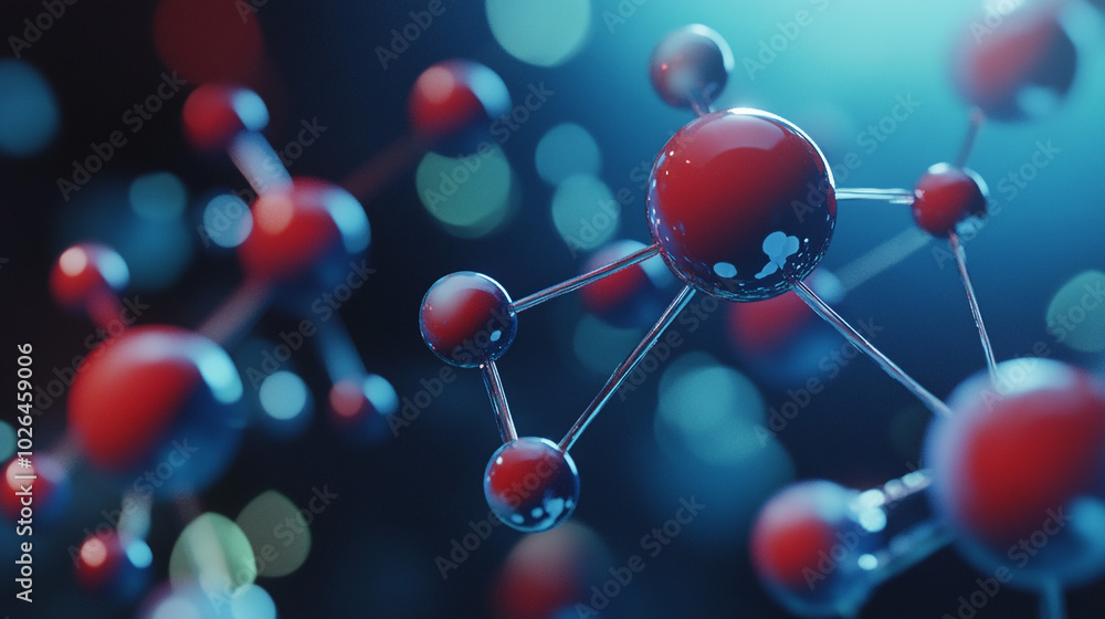 Abstract Molecular Structure Red Spheres Connected Science Biology Research Technolo Abstract Molecular Structure Red Spheres Connected Science Biology Research Technolo