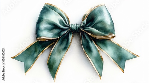 Luxurious Emerald Green Satin Bow Illustration