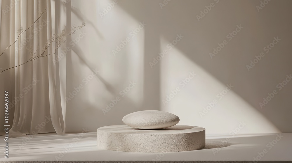 Minimalist stone sculpture on a neutral backdrop Minimalist stone sculpture on a neutral backdrop