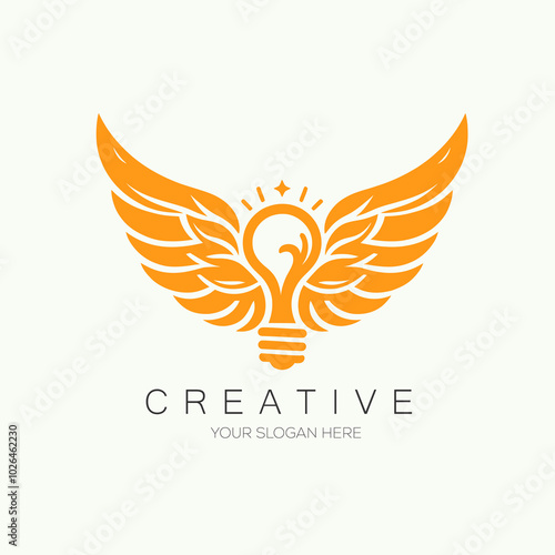 light Bulb with wing  logo design 