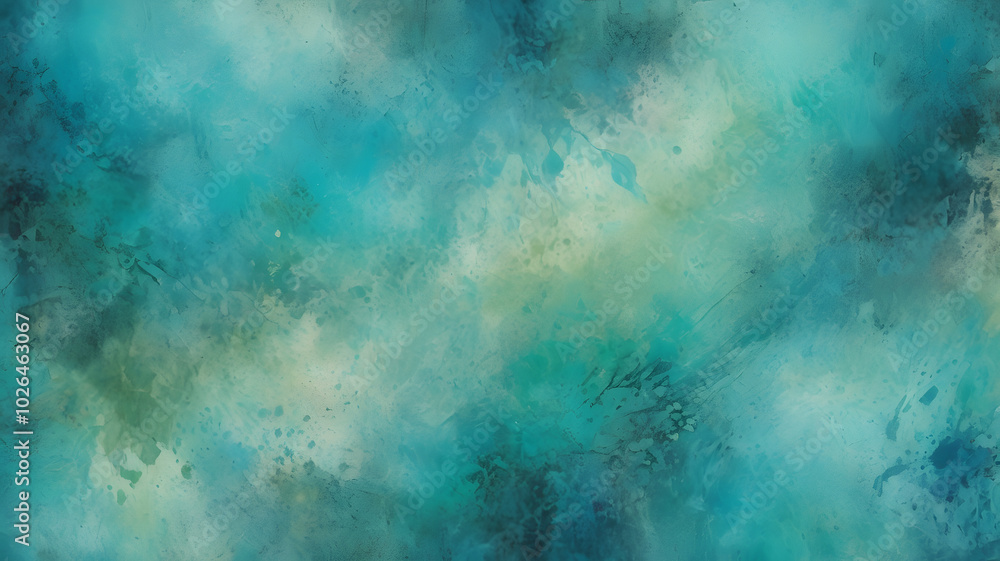Fototapeta premium Abstract Teal Watercolor Background: A captivating blend of turquoise, teal, and white hues creates a dreamy.