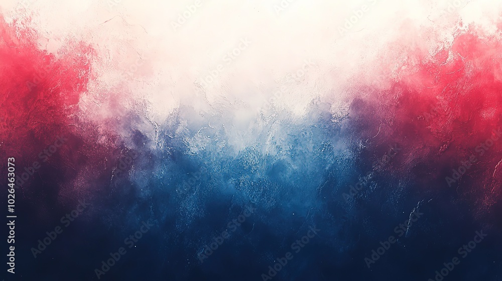 Obraz premium Red, blue and white rough painted gradient background with blurred edges, Generative Ai 