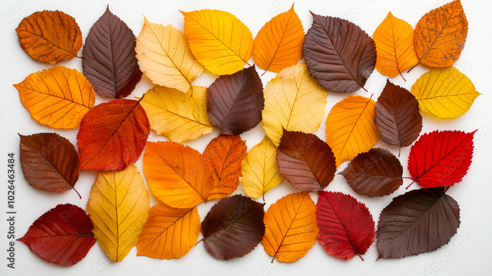 Fototapeta premium Background of autumn leaves on a white 