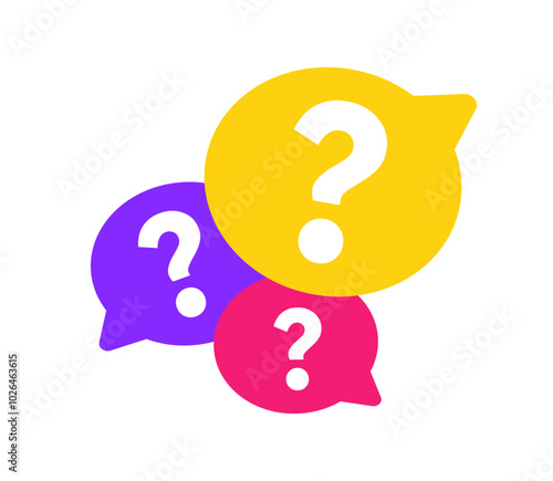Vector illustration of question bubbles isolated on white.