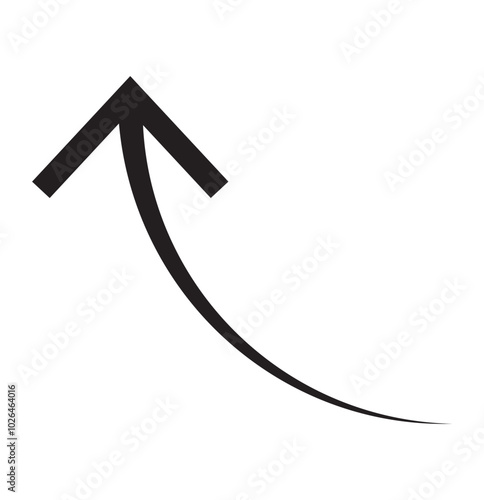 wavy curved Long arrow icon. long line arrow vector. Long curved arrow icon vector. Black long arrow vector. flat style Arrow symbol. Black silhouette of an arrow on a white background.