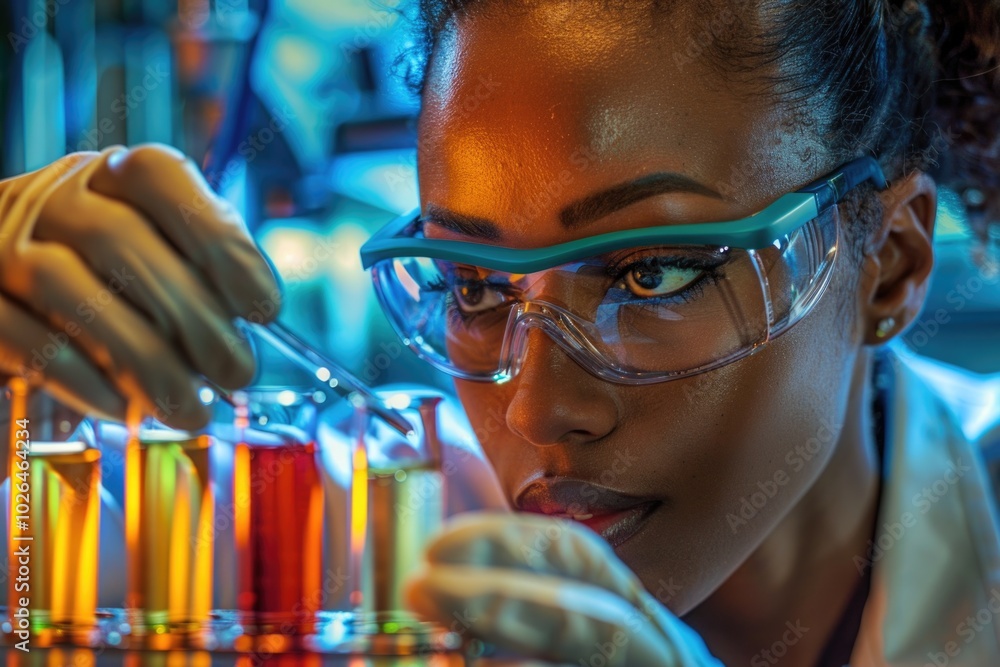A scientist holding a test tube, possibly in a laboratory setting A scientist holding a test tube, possibly in a laboratory setting