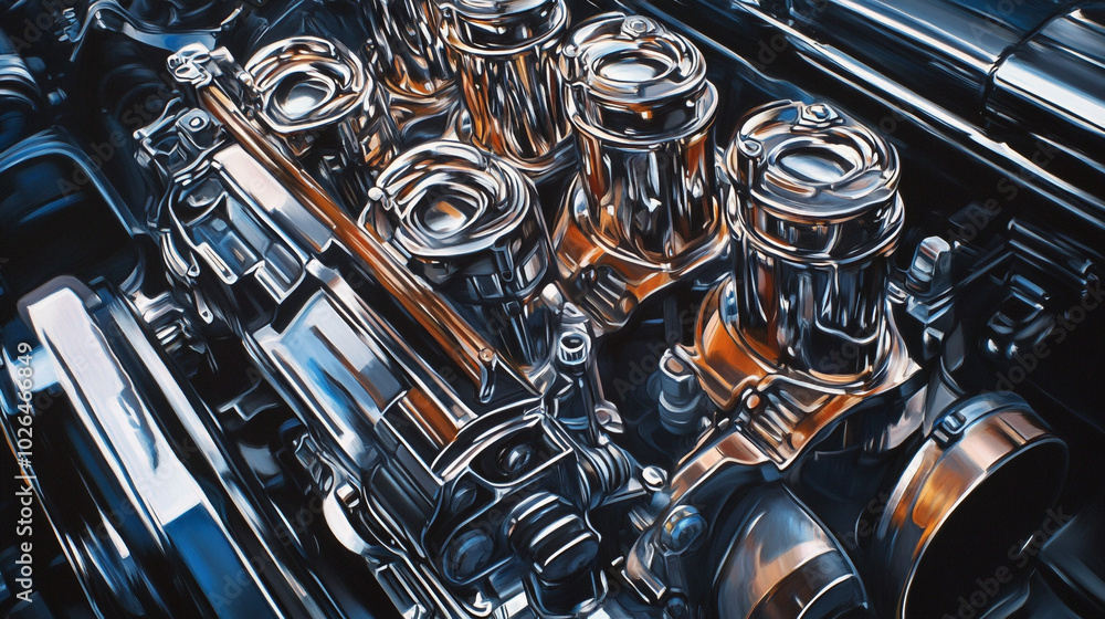 Close up Chrome Engine Detail Automotive Photography Powerful Performance Engine Compo Close up Chrome Engine Detail Automotive Photography Powerful Performance Engine Compo