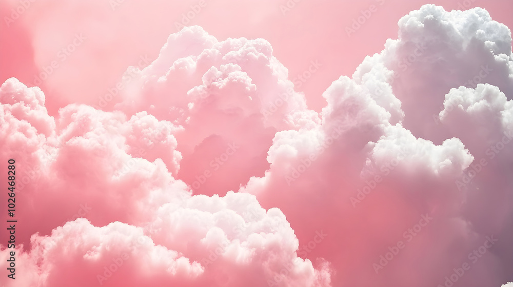 A pink cloud background with fluffy white clouds A pink cloud background with fluffy white clouds