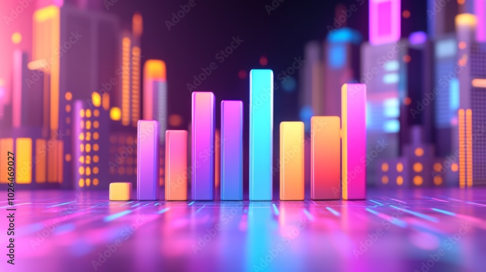Colorful Data Visualization with City Background