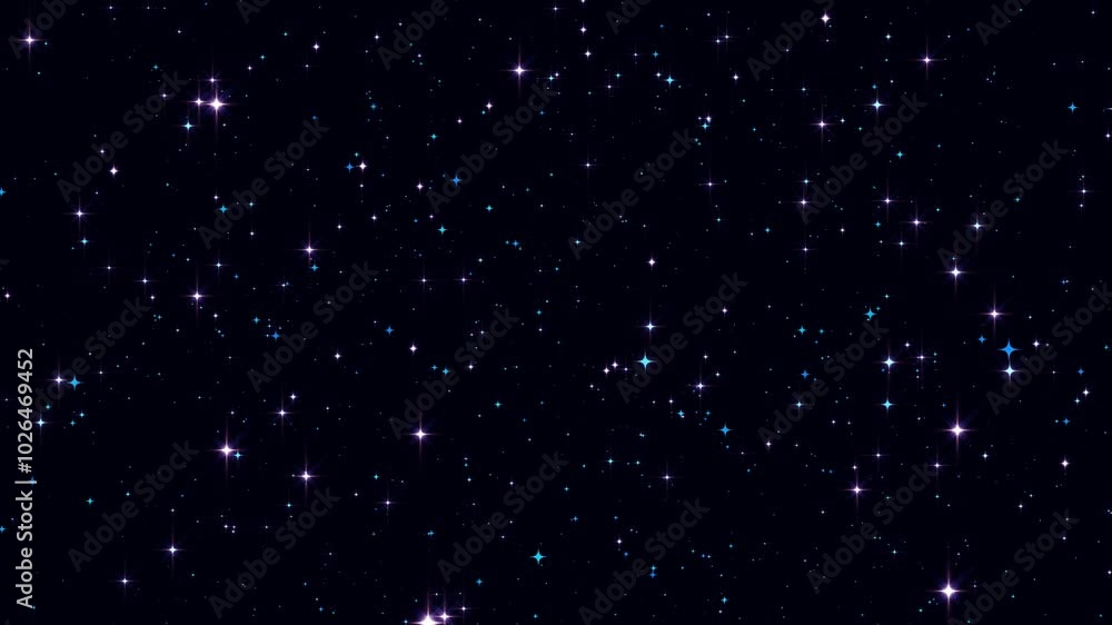 blue shiny stars glittering and glowing and particles falling animation , abstract new year and christmas, social media motion background