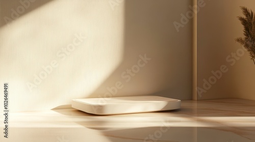 Minimalist scene with soft shadows in a modern room