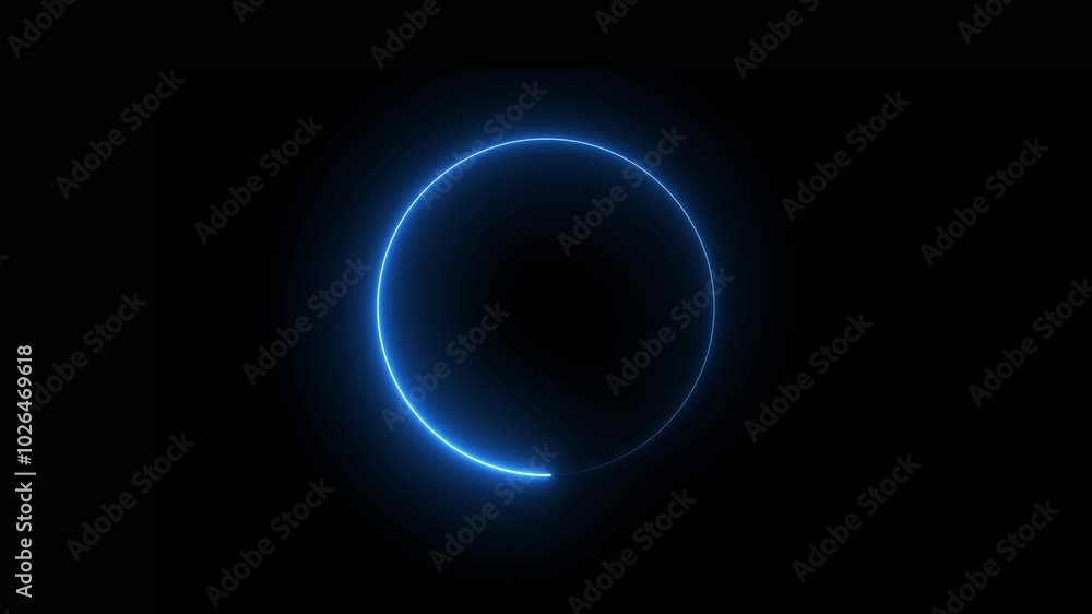 Abstract beautiful neon circle loading icon animation. 4k video. blue color Glowing neon circle on black background. Abstract beautiful neon circle loading icon animation. 4k video. blue color Glowing neon circle on black background.