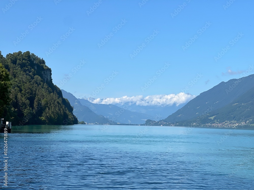 Lake Brienz between the mountain ranges of the Emmental Alps and Bernese Alps - Canton of Bern, Switzerland (Brienzersee zwischen den Bergmassiven Emmentaler Alpen und den Berner Alpen, Schweiz) Lake Brienz between the mountain ranges of the Emmental Alps and Bernese Alps - Canton of Bern, Switzerland (Brienzersee zwischen den Bergmassiven Emmentaler Alpen und den Berner Alpen, Schweiz)