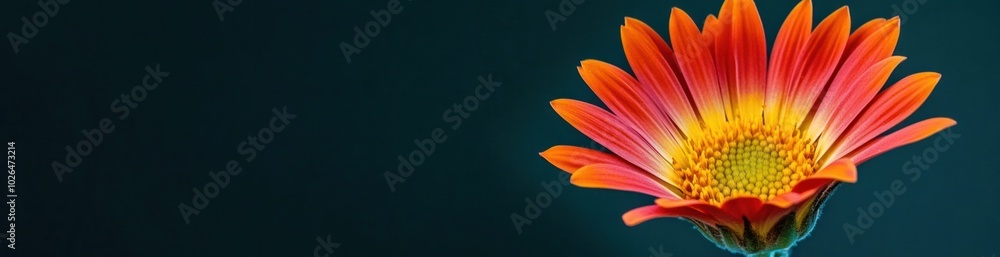 A vibrant flower with orange and yellow petals against a dark background. A vibrant flower with orange and yellow petals against a dark background.