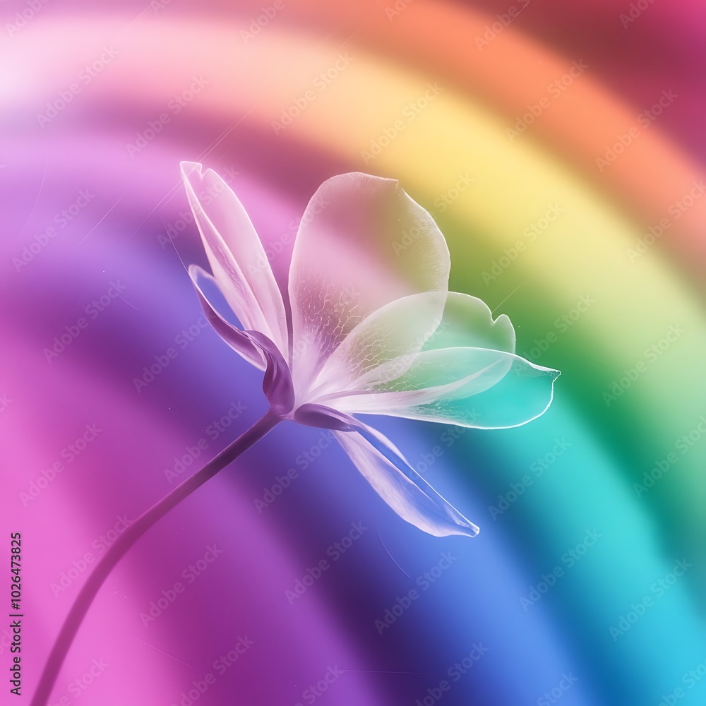 Transparent flower on rainbow background Transparent flower on rainbow background