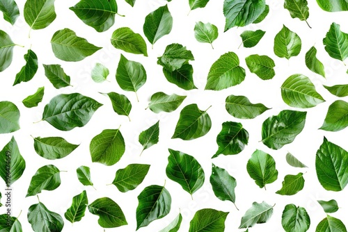A close-up shot of a large number of green leaves placed on a white surface
