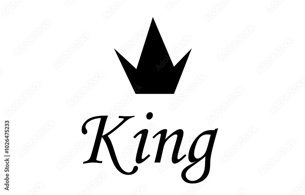 Obraz premium crown black king text on white background, 