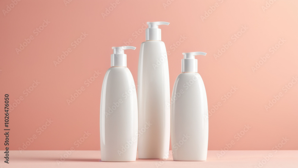 This image showcases tall, ergonomic body lotion bottles with a clean, modern design, displayed without labels against a soft pastel backdrop. Ideal for skincare branding and product photography. This image showcases tall, ergonomic body lotion bottles with a clean, modern design, displayed without labels against a soft pastel backdrop. Ideal for skincare branding and product photography.