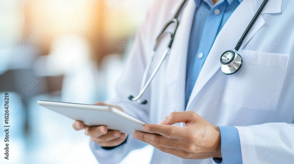 A medical professional uses a tablet to enhance patient care, showcasing the integration of technology and healthcare in a modern clinical environment. A medical professional uses a tablet to enhance patient care, showcasing the integration of technology and healthcare in a modern clinical environment.