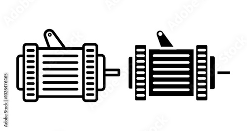 Car alternator Icons set in solid and thin line style