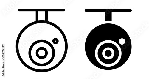 Vehicle dvr camera Icons set in solid and thin line style