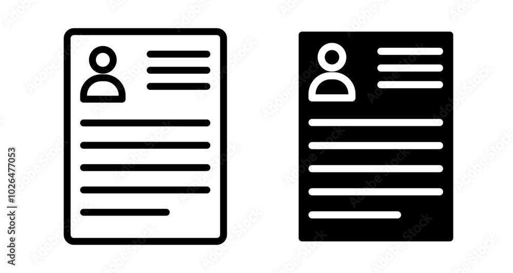 CV Icons set in solid and thin line style CV Icons set in solid and thin line style