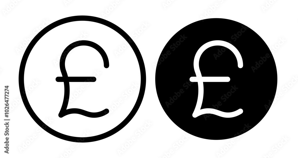 Pound Icons set in solid and thin line style Pound Icons set in solid and thin line style