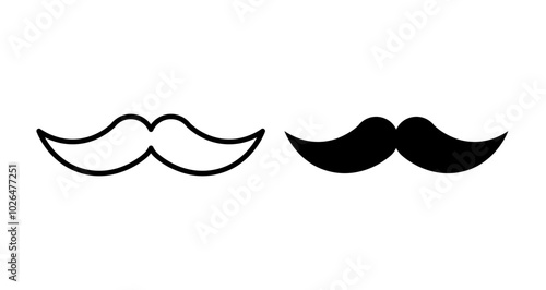 Mustache Icons set in solid and thin line style