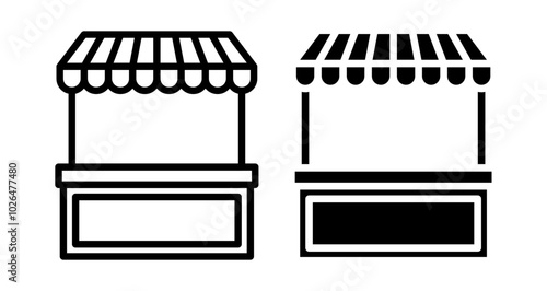 Local stall Icons set in solid and thin line style