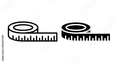 Measurement tape Icons set in solid and thin line style