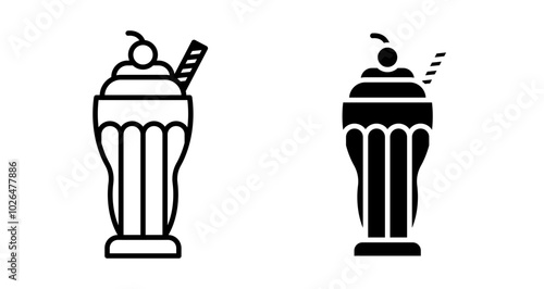 Milk shake Icons set in solid and thin line style