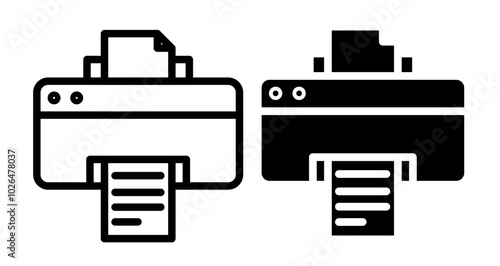 Printer Icons set in solid and thin line style