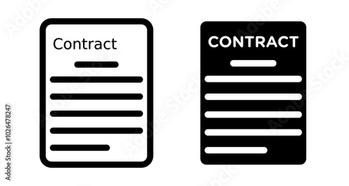 Contract Icons set in solid and thin line style