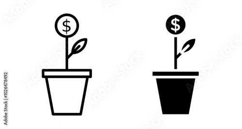 Investment Icons set in solid and thin line style